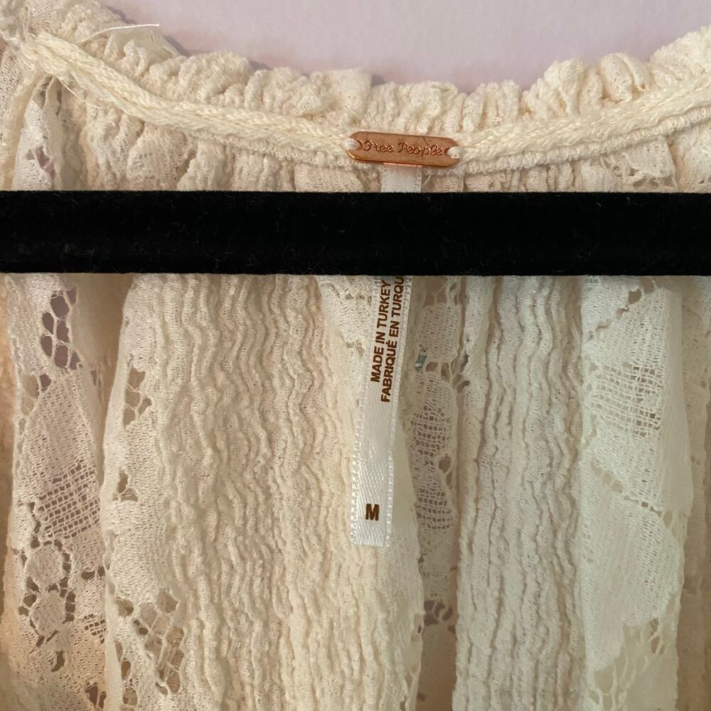 Free People Stacey White Lace Sheer Overshirt Boho Coquette Women's size Medium - Picture 3 of 9